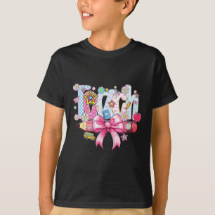 Preppy Teach Leraar Roze Bloem Coquette Potlood B T-shirt