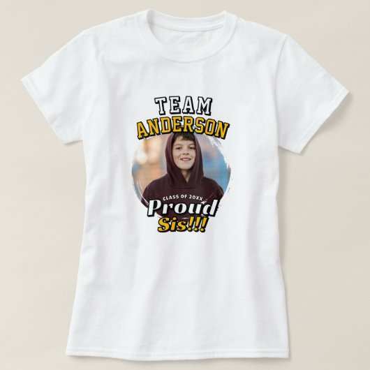 Preppy Team [Achternaam] Trotse Moeder Afstudeerfo T-shirt (Design voorkant)