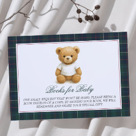 Preppy Teddy Bear Baby shower Boeken voor Baby Informatiekaartje