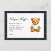Preppy Teddy Bear Baby shower Luier Raffle Informatiekaartje (Voorkant)