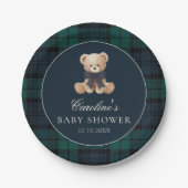 Preppy Teddy Bear Baby Shower Paper Plates Papieren Bordje (Voorkant)