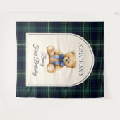 Preppy Teddy Bear Birthday Photo Backdrop Wandkleed (Voorkant (horizontaal))