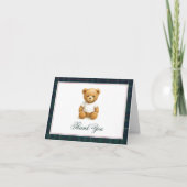 Preppy Teddy Bear Plaid Baby shower Bedankkaart (Voorkant)