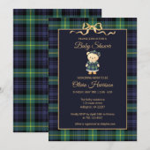 Preppy Teddy Bear Plaid Baby Shower Invitation Kaart (Voorkant / Achterkant)