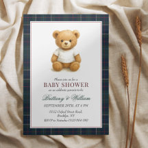 Preppy Teddy Bear Plaid Baby shower