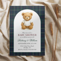 Preppy Teddy Bear Plaid Baby shower