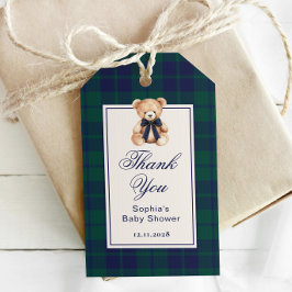 Preppy Teddy bear Plaid Baby Shower Thank you Cadeaulabel