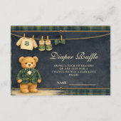 Preppy Teddy Bear Plaid Diapper Raffle Informatiekaartje (Voorkant)