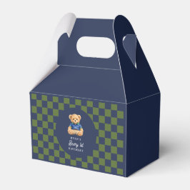 Preppy Teddy Beary 1e verjaardag Schakenbord Bedankdoosjes