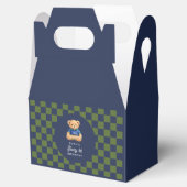 Preppy Teddy Beary 1st Birthday Checkboard Bedankdoosjes (Geopend)