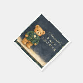 Preppy teddybeer geruite babyshower servet (Hoek)