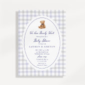 Preppy teddybeer geruite babyshower uitnodiging