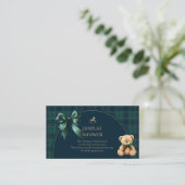 Preppy teddybeer geruite display shower insert kaa informatiekaartje (Staand voorkant)