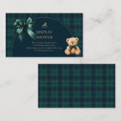 Preppy teddybeer geruite display shower insert kaa informatiekaartje (Voorkant / Achterkant)