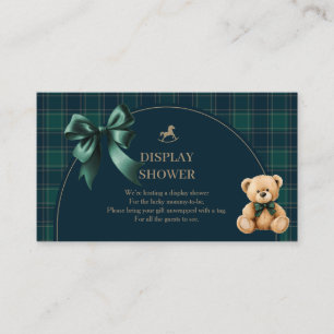 Preppy teddybeer geruite display shower insert kaa informatiekaartje