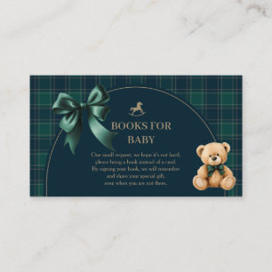 Preppy Teddybeer Groene Geruite Boeken voor Baby Informatiekaartje