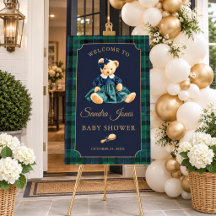 Preppy Teddybeer Meisje Baby Shower Welkomstbord