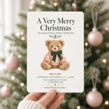 Preppy Teddybeer Roze Groen Kerst Dinner