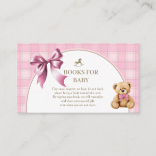 Preppy Teddybeer Roze Plaid Boeken voor Baby Bijla Informatiekaartje