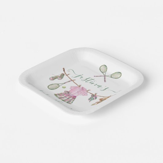 Preppy Tennis Baby shower Clothesline Papieren Bordje (Gebogen)