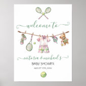 Preppy Tennis Boy Baby shower Welkomstbord Poster (Voorkant)