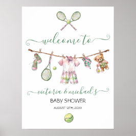 Preppy Tennis Boy Baby shower Welkomstbord Poster