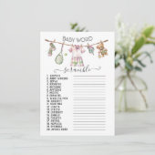 Preppy Tennis Clothesline Baby Word Scramble Kaart (Staand voorkant)