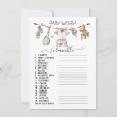 Preppy Tennis Clothesline Baby Word Scramble Kaart (Voorkant)