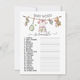 Preppy Tennis Clothesline Baby Word Scramble Kaart
