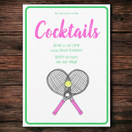 Preppy Tennis Cocktail Party / Roze Rackets Kaart