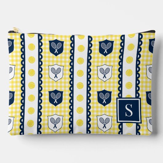 Preppy Tennis Crest Gingham - Geel & Marineblauw Etui (Voorkant)