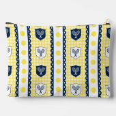 Preppy Tennis Crest Gingham - Geel & Marineblauw Etui (Achterkant)