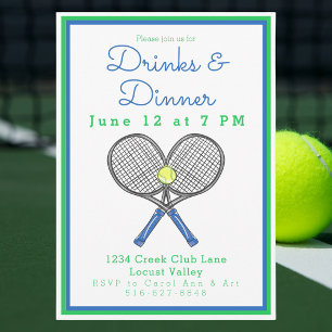 Preppy Tennis Drankjes & Dinerfeest / Rackets Kaart