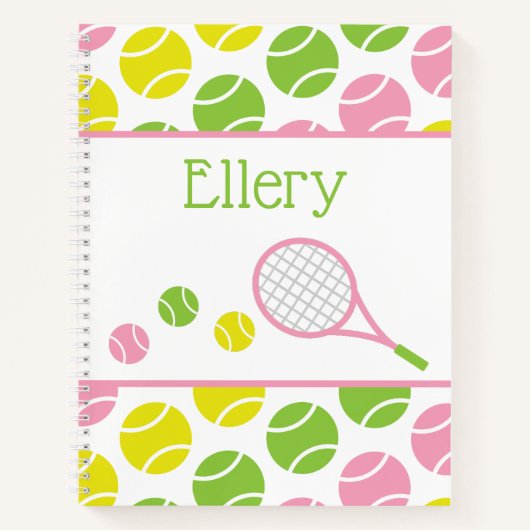 Preppy Tennis Gepersonaliseerd Spiral Notitieboek (Voorkant)