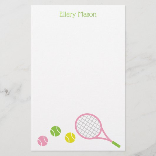 Preppy Tennis Gepersonaliseerde briefpapier (Voorkant)