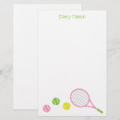 Preppy Tennis Gepersonaliseerde briefpapier (Voorkant / Achterkant)