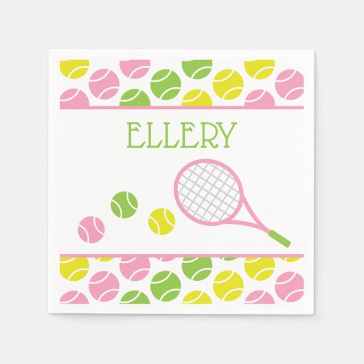 Preppy Tennis gepersonaliseerde feestservetten Servet (Voorkant)