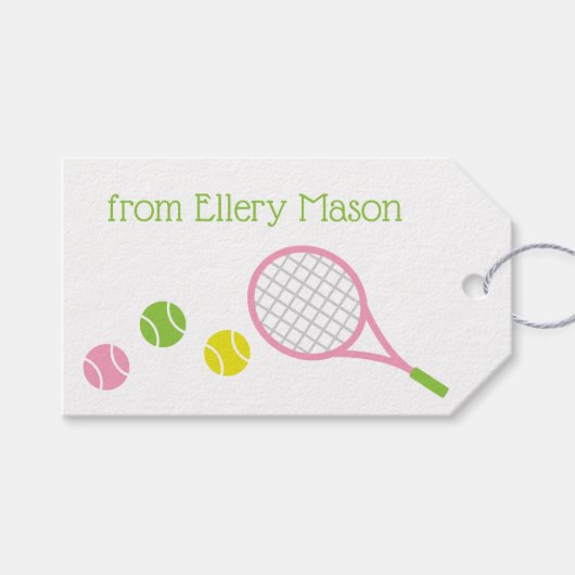 Preppy Tennis Gepersonaliseerde Gift Labels Cadeaulabel (Voorkant (Horizontaal))