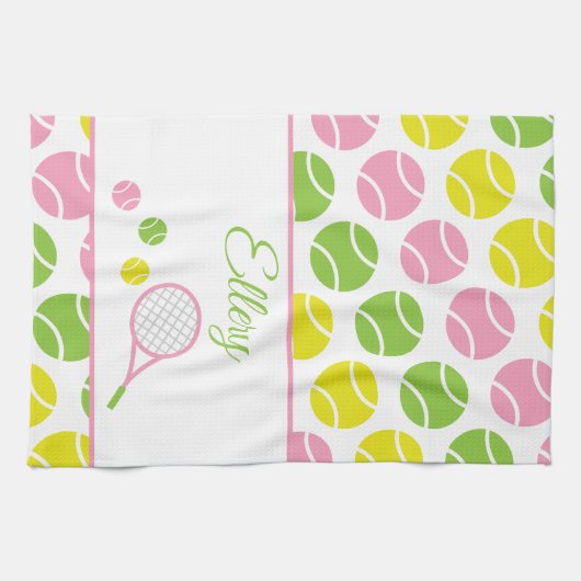 Preppy Tennis Gepersonaliseerde Keukenhanddoek (Horizontaal)