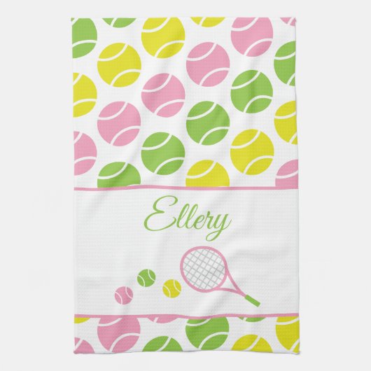 Preppy Tennis Gepersonaliseerde Keukenhanddoek (Verticaal)