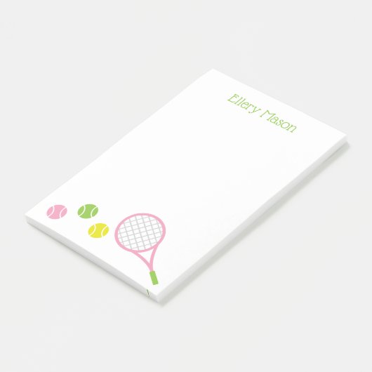 Preppy Tennis Gepersonaliseerde Post-it Notitieblo Post-it® Notes (Schuin)
