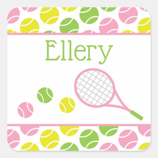 Preppy Tennis Gepersonaliseerde Stickers (Voorkant)