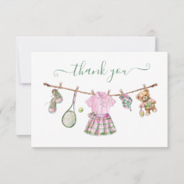 Preppy Tennis Girl waslijn Bedankt Opmerking