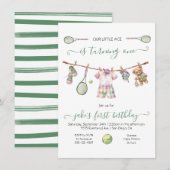 Preppy Tennis Jongen Verjaardag draaien een Kaart (Voorkant / Achterkant)