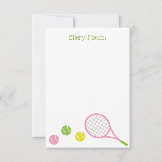 Preppy Tennis-kaarten voor gepersonaliseerde flatp Bedankkaart (Voorkant)