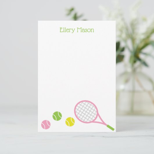 Preppy Tennis-kaarten voor gepersonaliseerde flatp Bedankkaart (Staand voorkant)