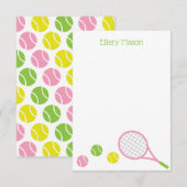 Preppy Tennis-kaarten voor gepersonaliseerde flatp Bedankkaart (Voorkant / Achterkant)