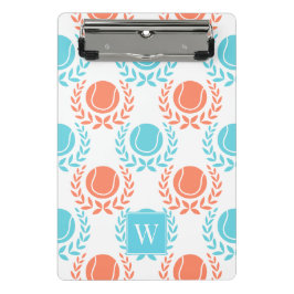 Preppy Tennis Laurel Wreath - Coral & Turquoise Mini Klembord