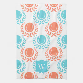 Preppy Tennis Laurel Wreath - Coral & Turquoise Theedoek