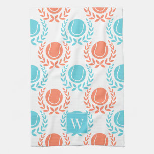 Preppy Tennis Laurel Wreath - Koraal & Turkoois Theedoek